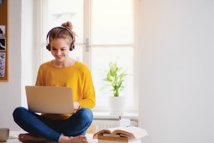 College Student on Computer